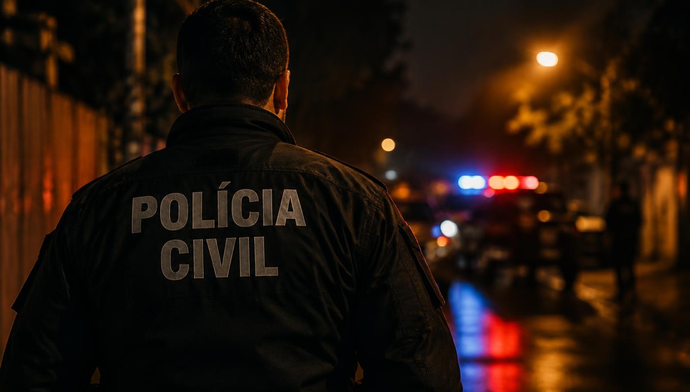 Policial civil em um plantão noturno